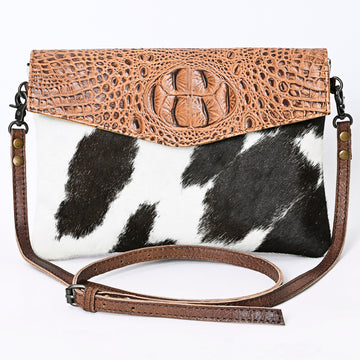 American Darling Envelope Crocodile Embossed Hair on Genuine Leather Western Women Bag Handbag Purse | for Cute